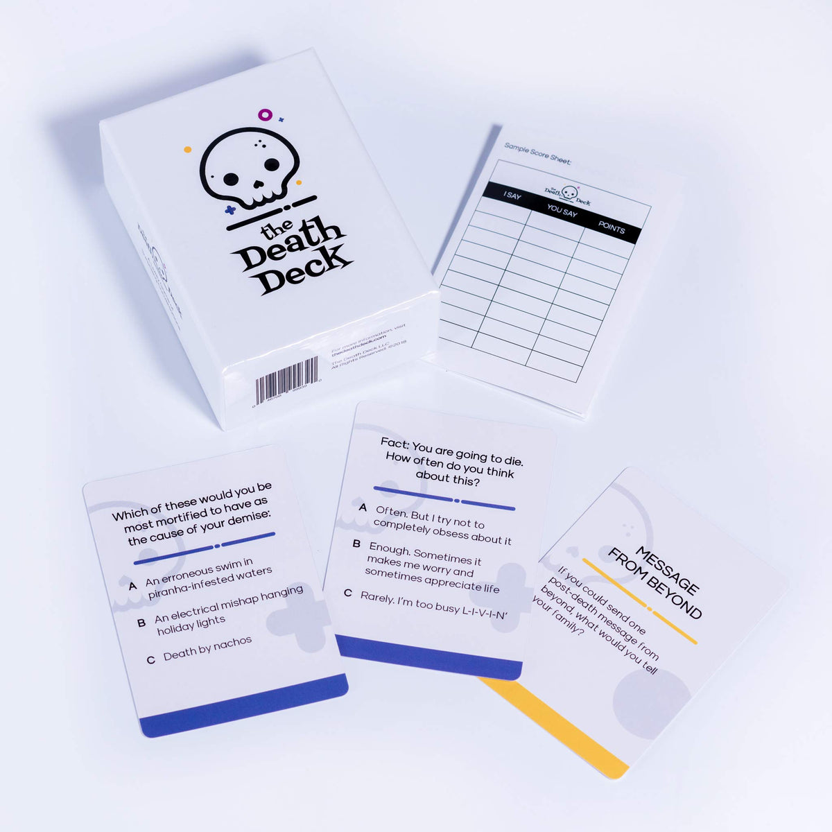 The Death Deck open-ended questions sparking personal stories.