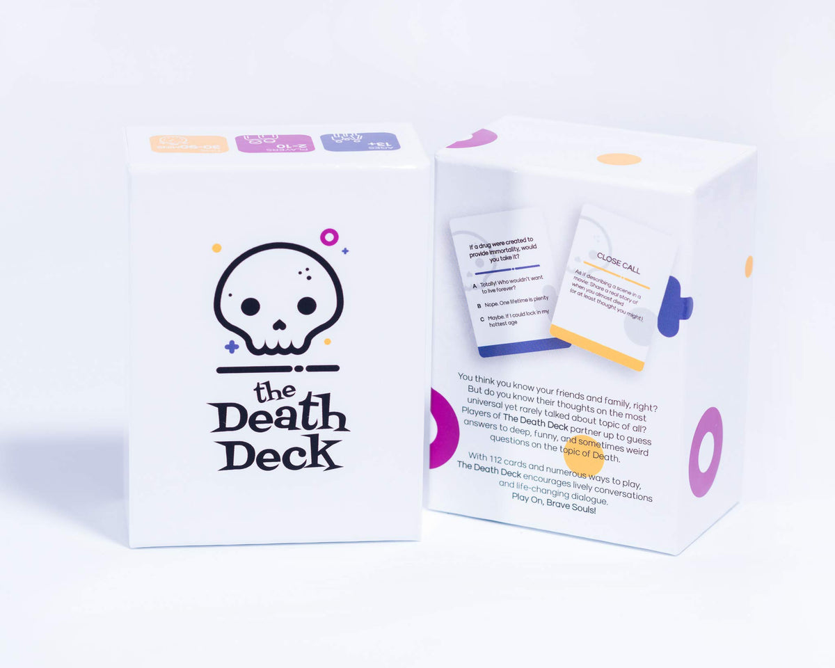 The Death Deck party game cards designed for group conversation.