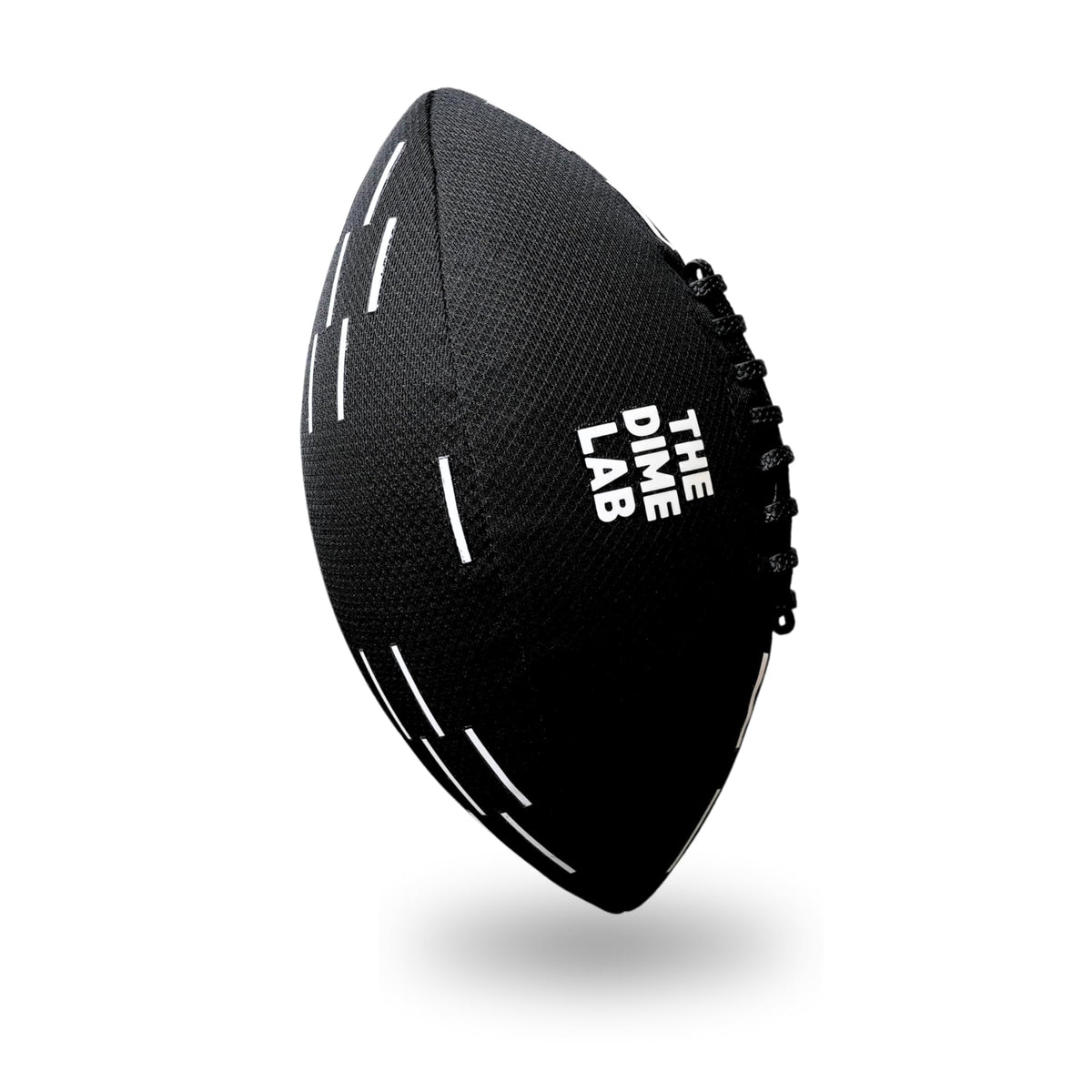The Dime Lab water football in pool with strong grip design for wet throws.