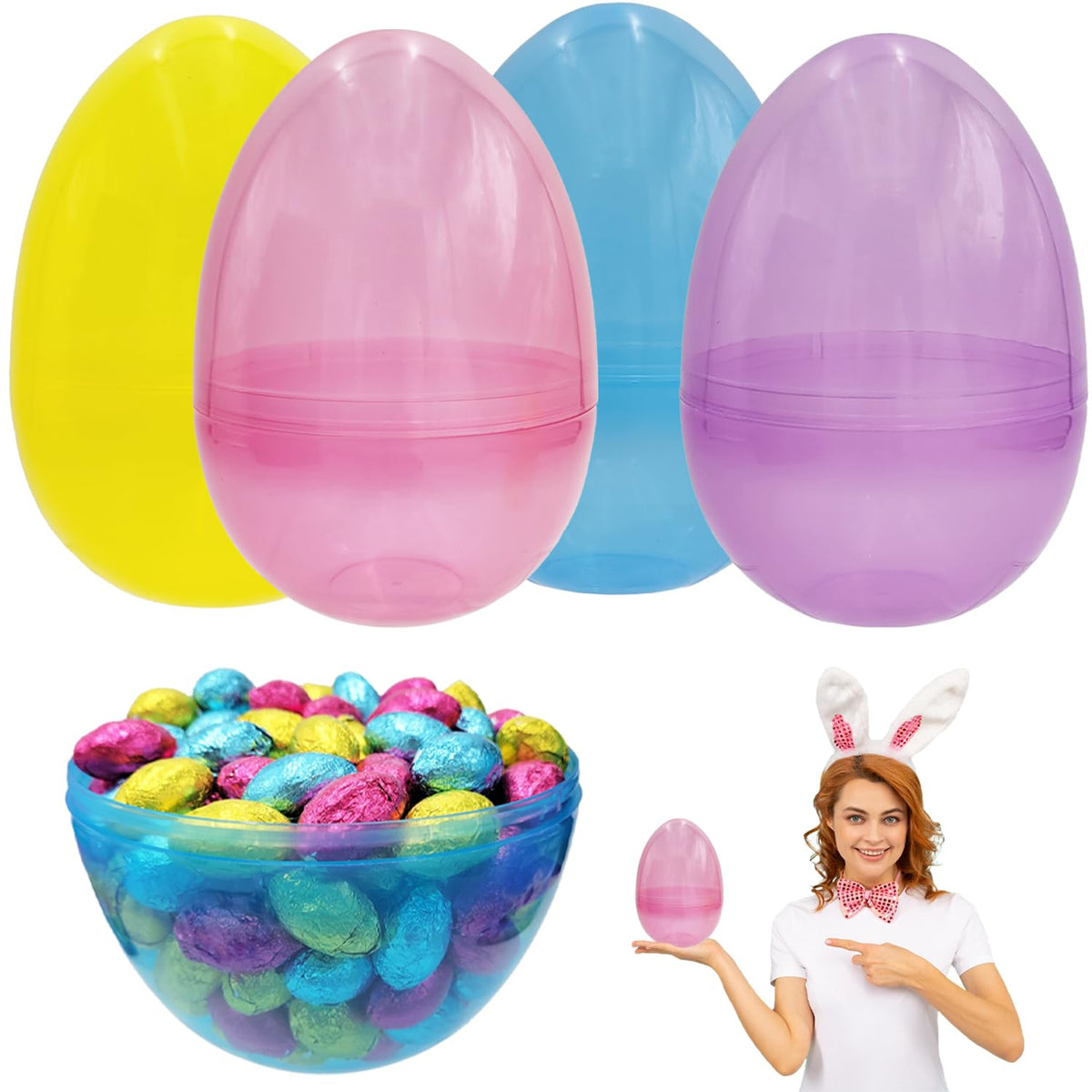 The Dreidel Company 8inch egg assembly, translucent and fillable for easy party use
