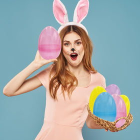 The Dreidel Company 8inch egg halves open for simple filling and color reveals