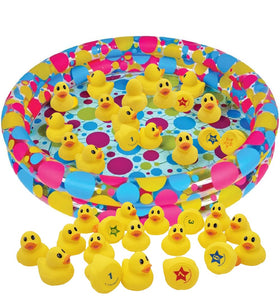 The Dreidel Company duck pond pool inflates into a bright outdoor play area.