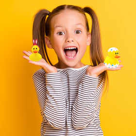The Dreidel Company 2-inch bunny ducks inspire Easter activities.