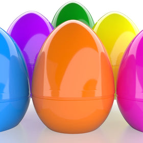 The Dreidel Company fillable Easter eggs opened to reveal surprises