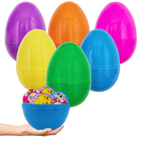 The Dreidel Company massive multicolor fillable Easter egg stands upright for easy display.