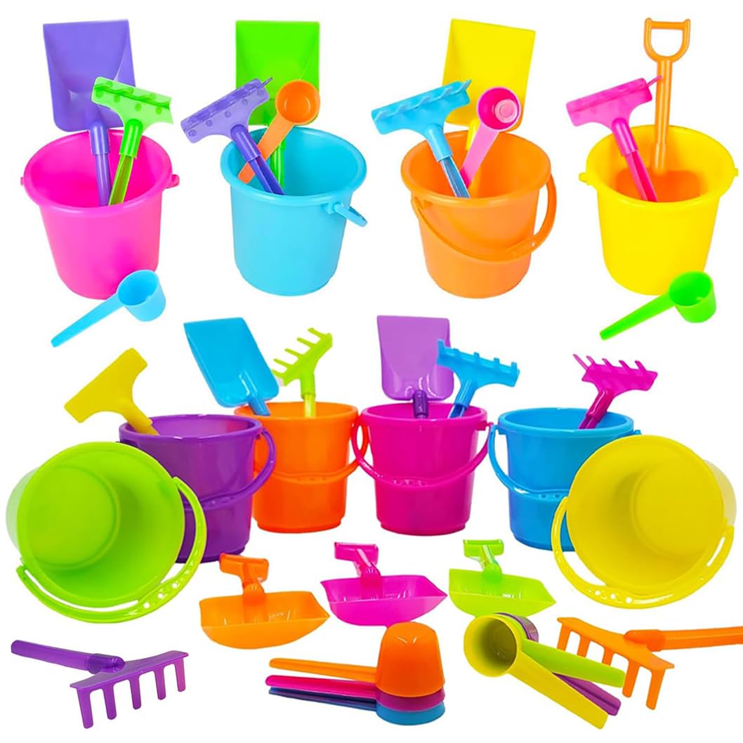 The Dreidel Company mini beach playsets shown with all pieces for sunny beach fun.