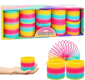 The Dreidel Company plastic multicolor coil-spring 3in in single-pack for party favors.