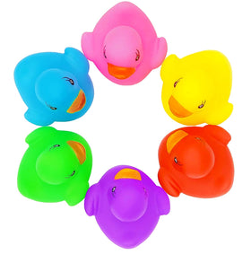 Durable vinyl ducks withstand busy bath times and poolside play.