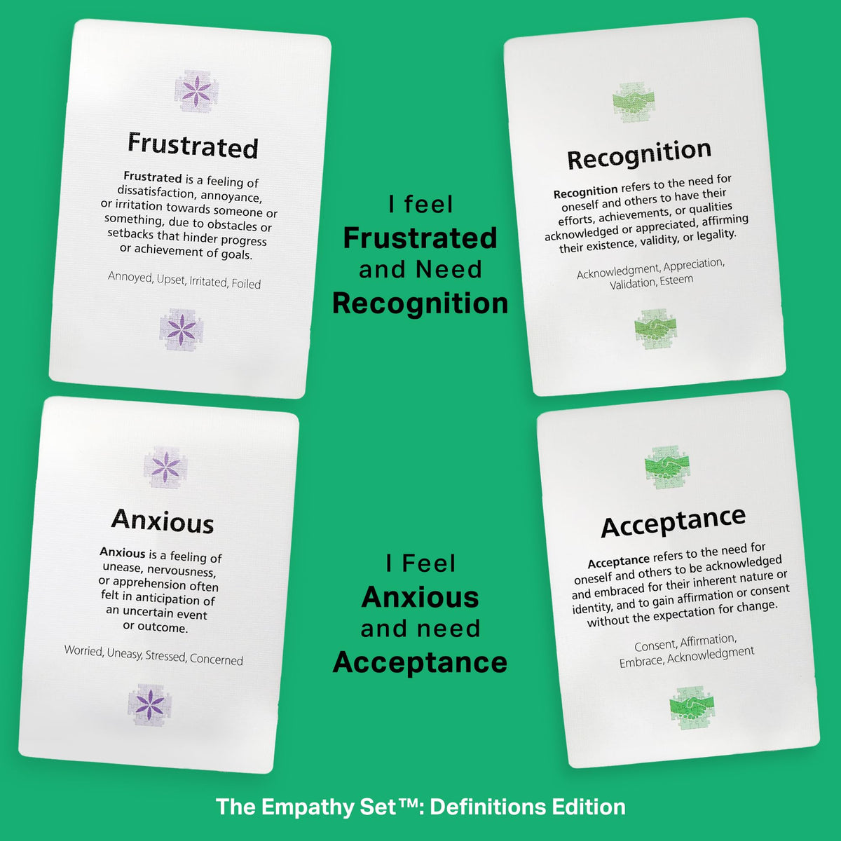 The Empathy Set Definitions Edition cards travel easily for on-the-go learning.