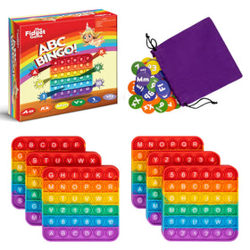 The Fidget Game ABC Bingo mats in durable silicone for interactive learning.