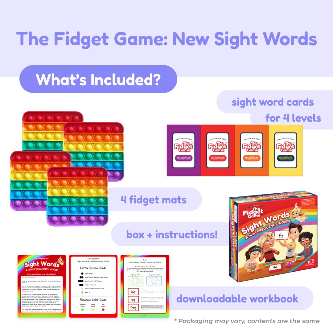 The Fidget Game grade-level card packets support Dolch word mastery and reading fluency.
