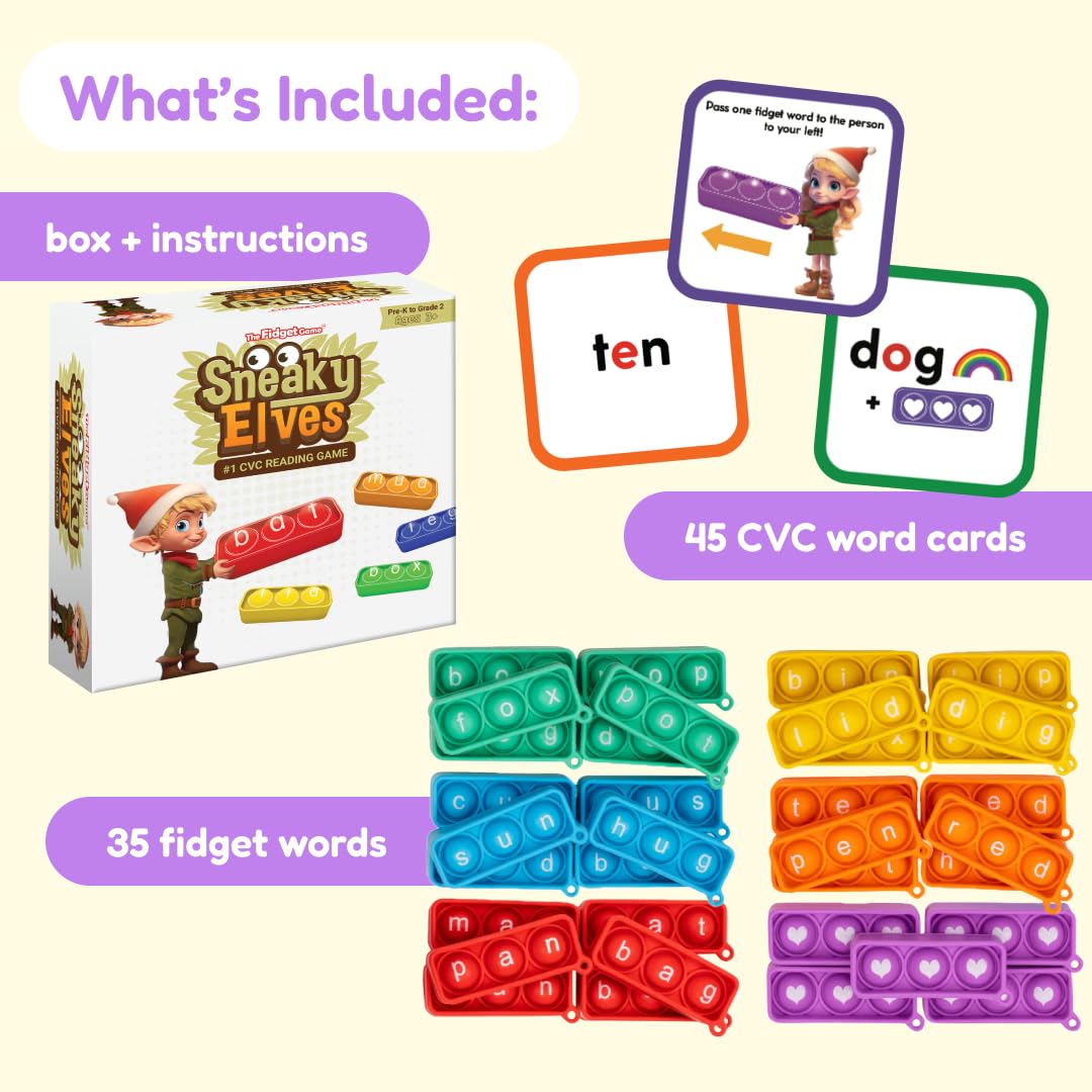 The Fidget Game Sneaky Elves CVC words help build word recognition through fun challenges.
