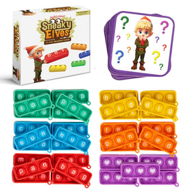 The Fidget Game Sneaky Elves elf cards to practice CVC sounds with playful prompts.