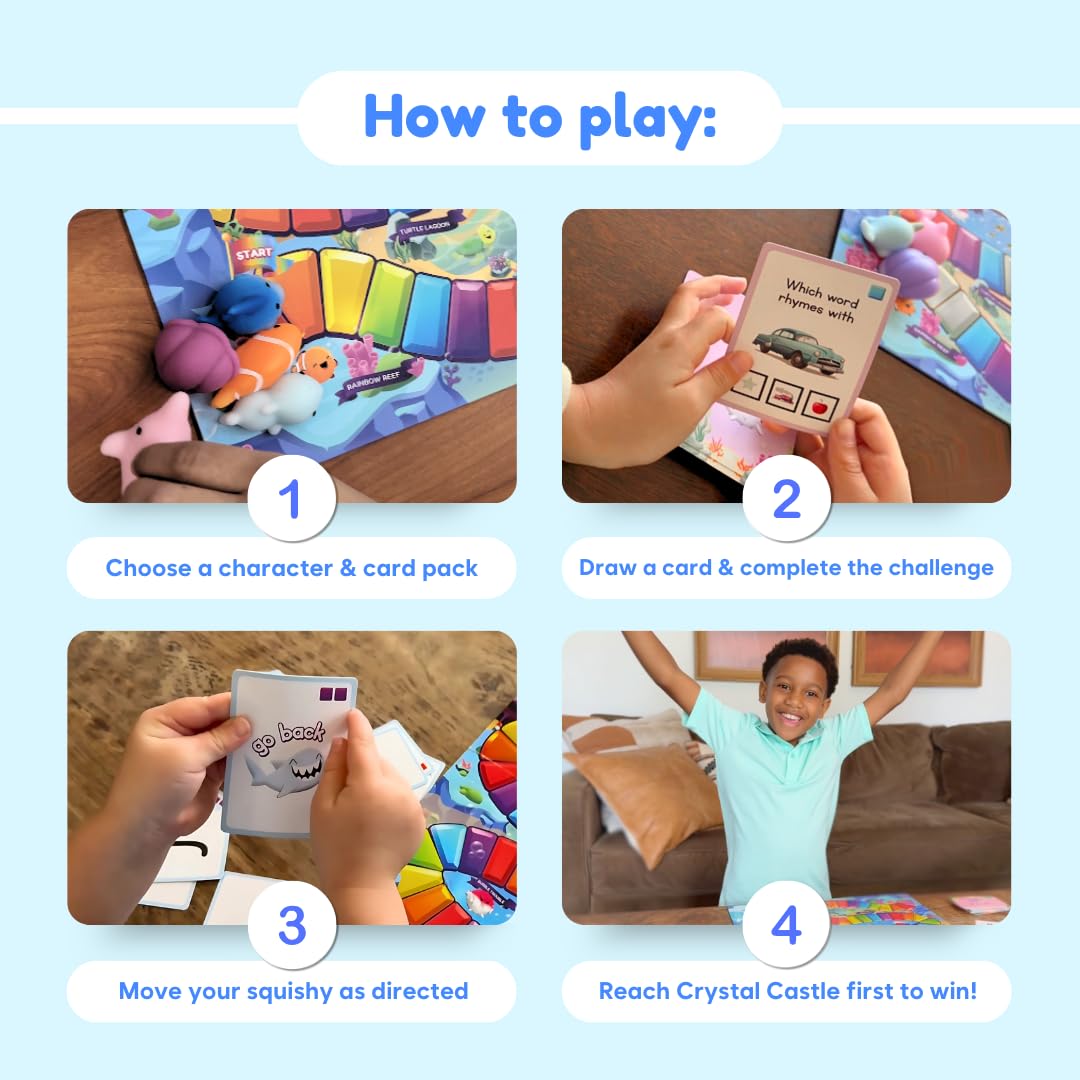Colorful SquishyLand cards support phonemic awareness and word decoding.