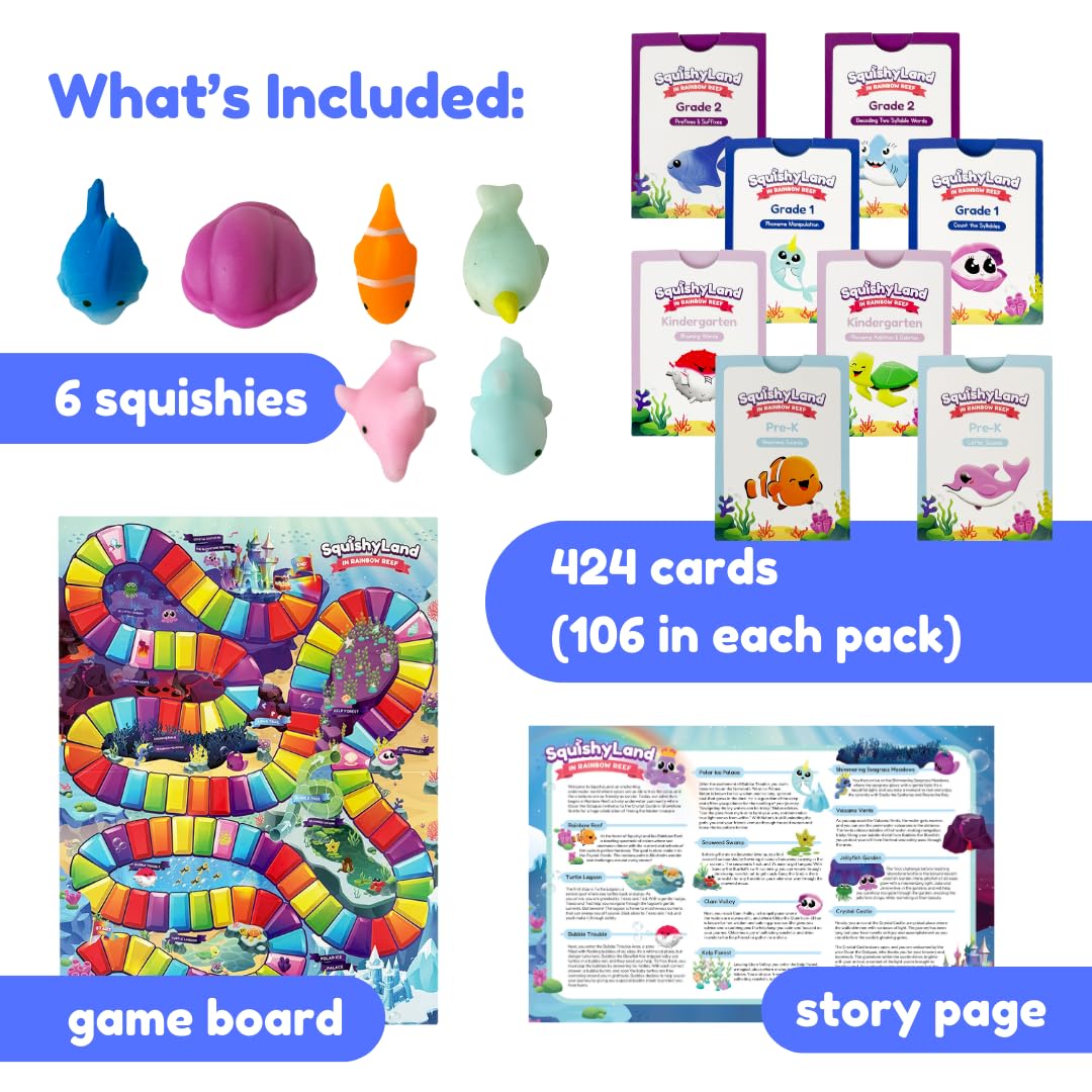 SquishyLand Rainbow Reef mochi squishies stimulate tactile learning and phonics practice.
