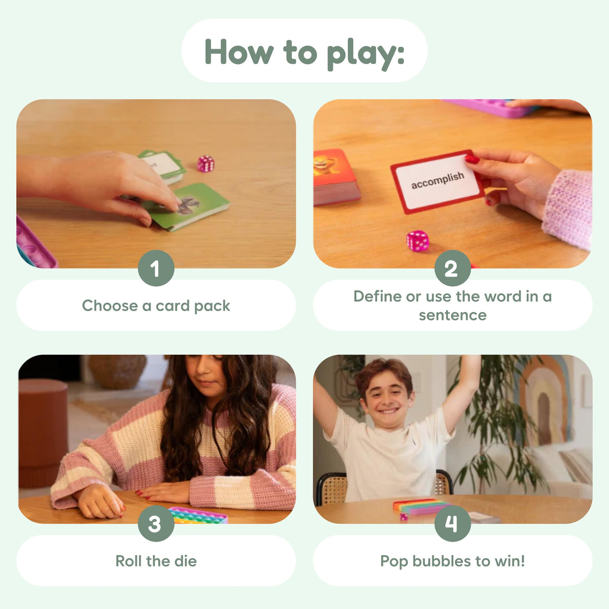 The Sixth Grade vocabulary card from The Fidget Game broadens advanced word use in debates.