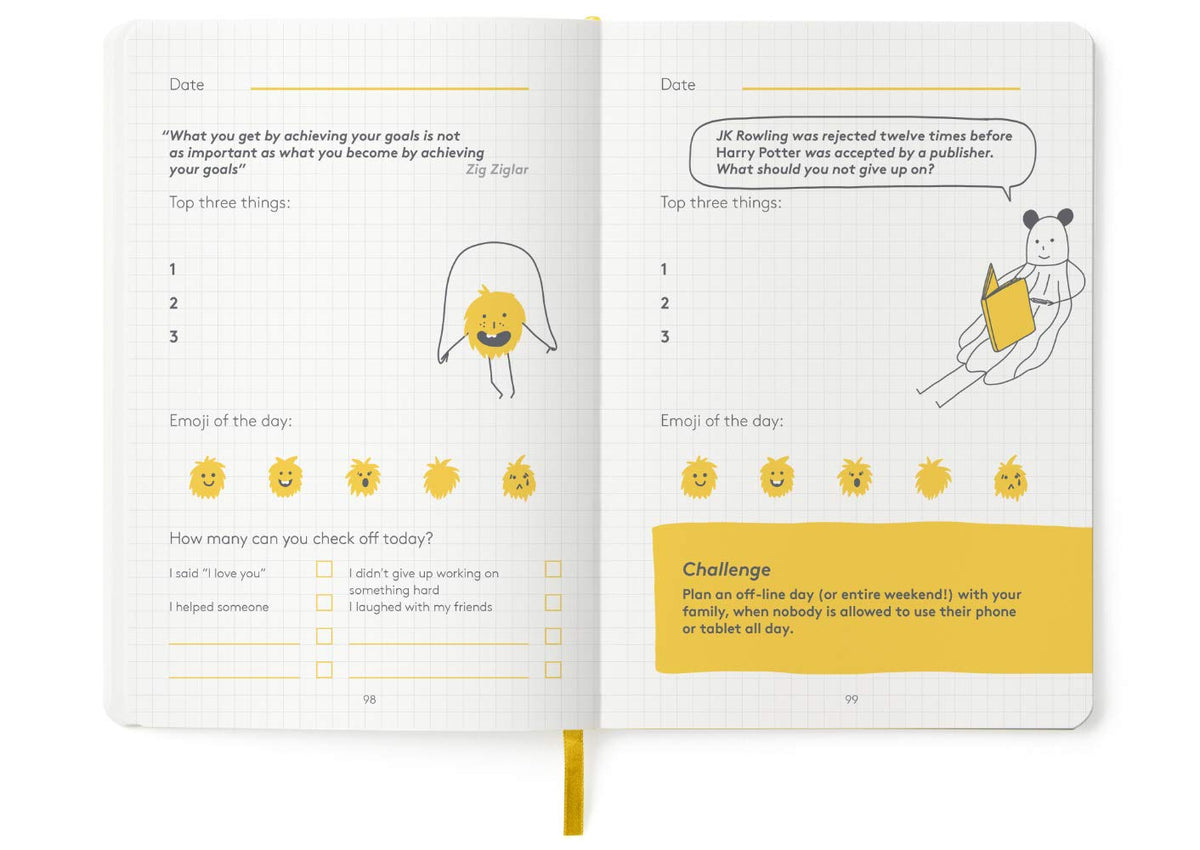 The HappyMe Journal mindfulness-activity image communicates gentle exercises that encourage presence.
