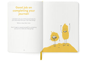 The HappyMe Journal smiling-kid moment conveys joy in writing and sharing.