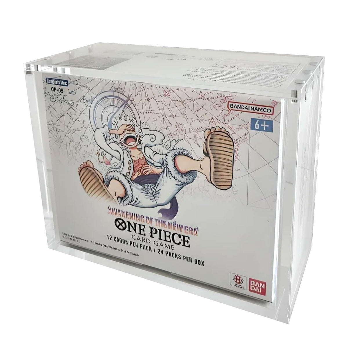 The Hobby Lair deluxe acrylic case OP-04 magnetic top loading protects and displays booster boxes.
