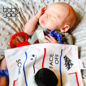 The Learning Lovey BPA-free soother toy offers safe, soothing play during little adventures.