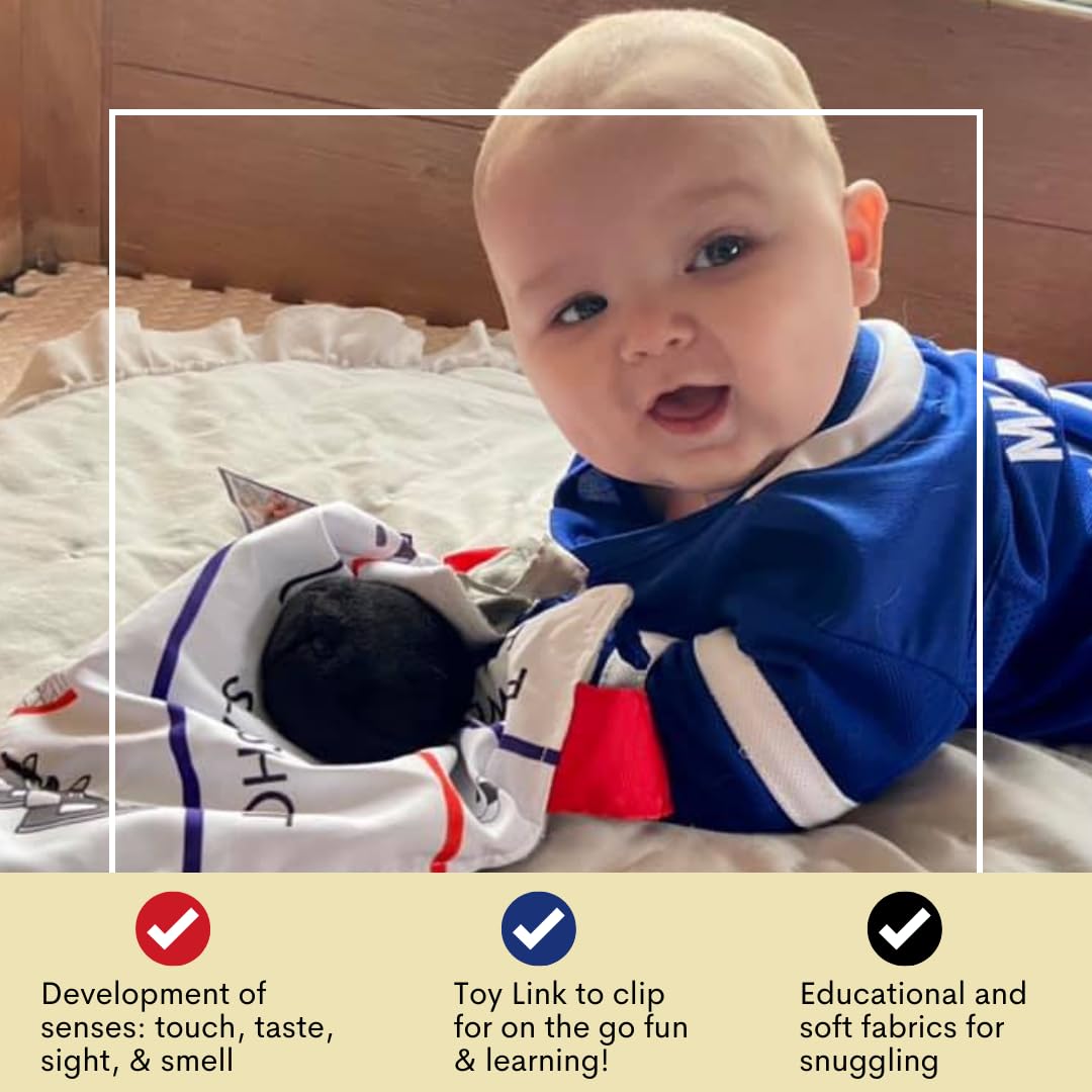 The Learning Lovey colors and shapes toy aids visual recognition and cognitive play.