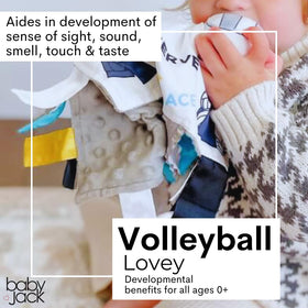 The Learning Lovey safety-sewn ribbons prevent loose strands for safer play