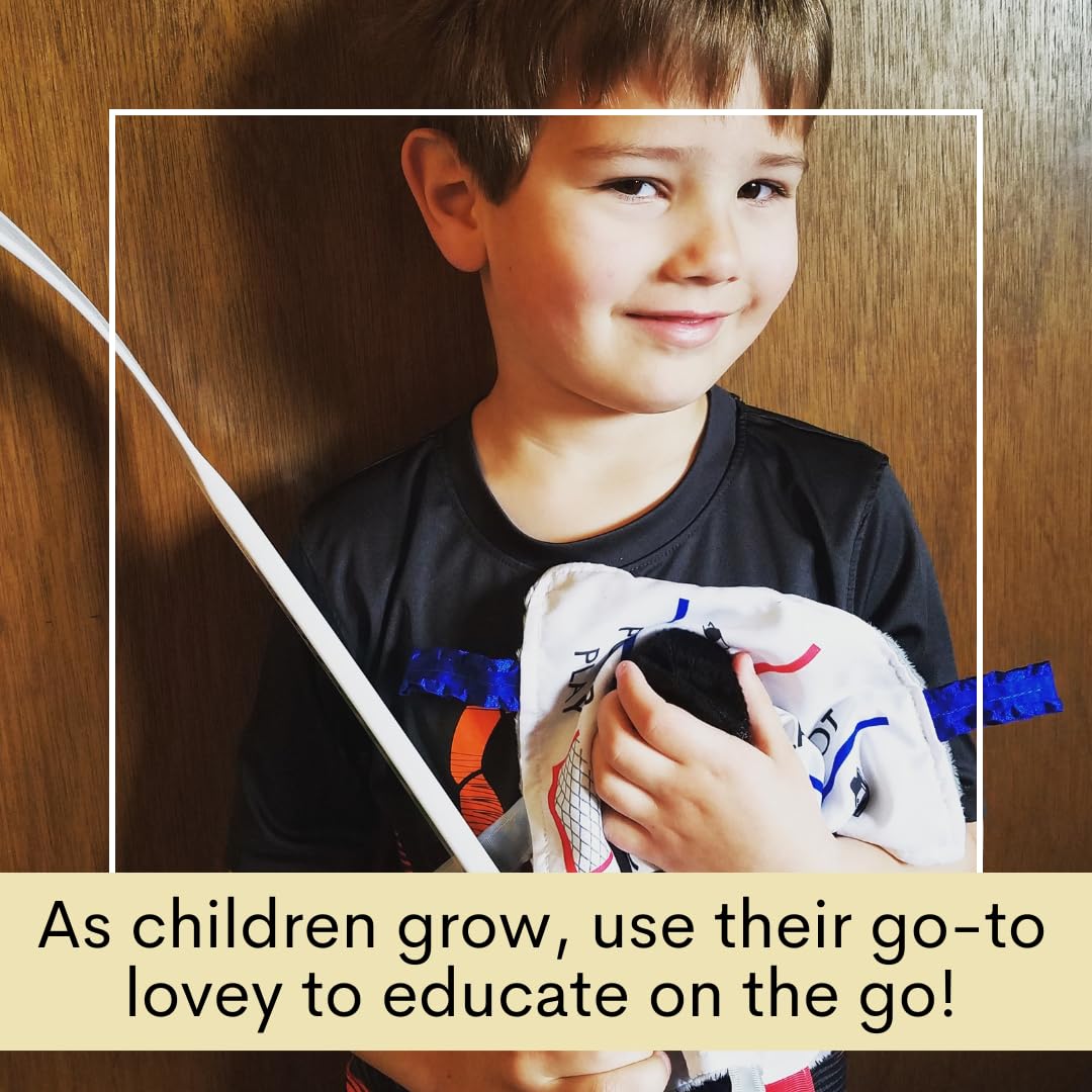 The Learning Lovey travel gift toy provides a compact sensory companion for trips.