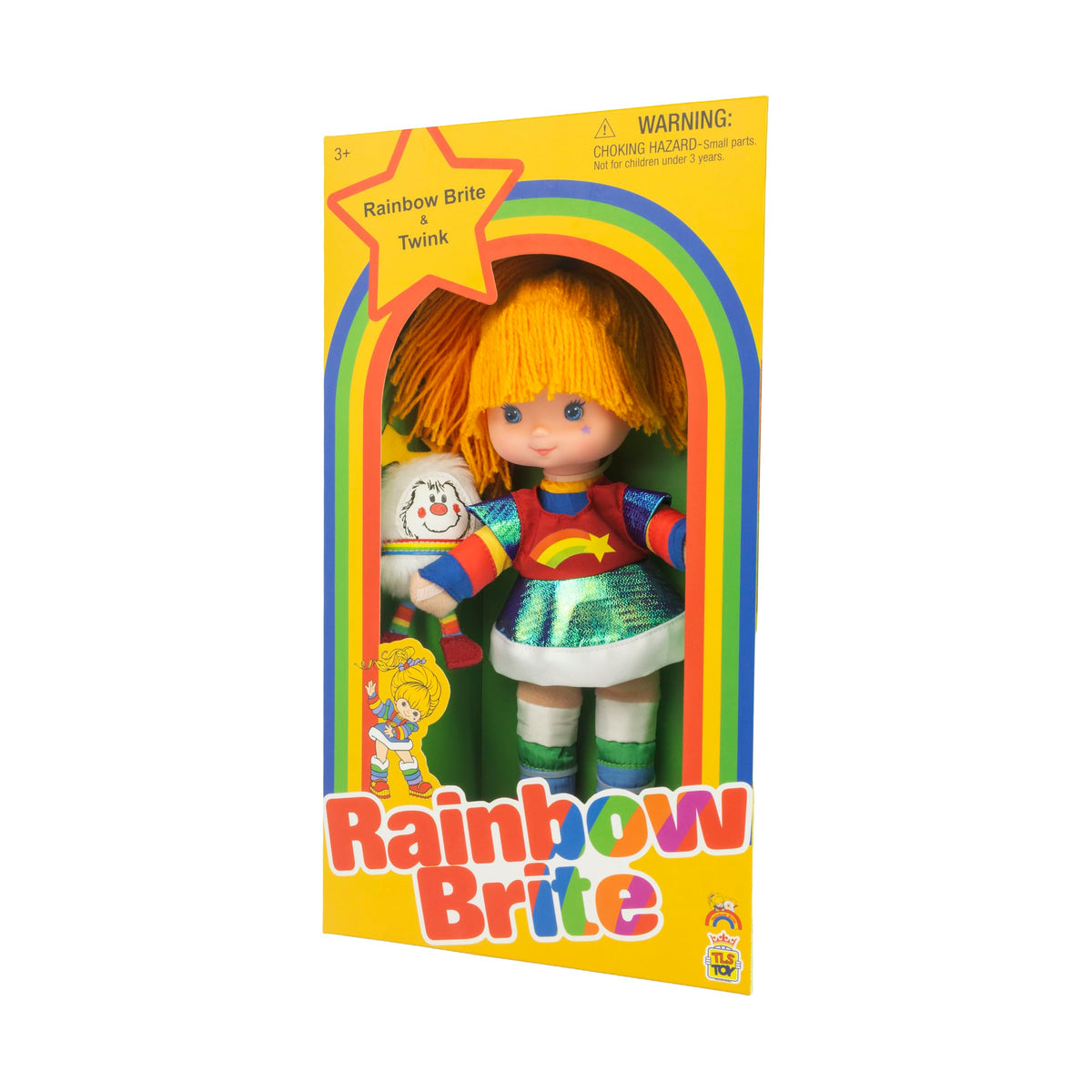 Rainbow Brite doll in yellow window gift box, nostalgic packaging
