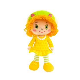 The Loyal Subjects Lemon Meringue ragdoll front view in lemon dress, ideal for cuddling