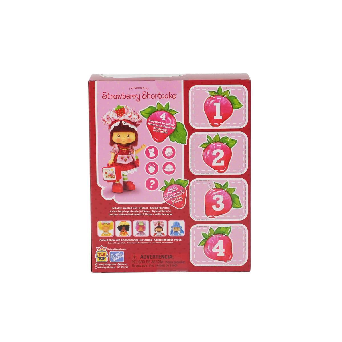 The Loyal Subjects packaging for Strawberry Shortcake Party-Pleaser with surprises and retro graphics for collectibility.