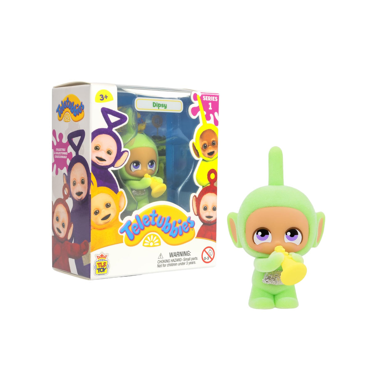 The Loyal Subjects Teletubbies CheeBee Cuties Dipsy figure, compact display option for shelves.