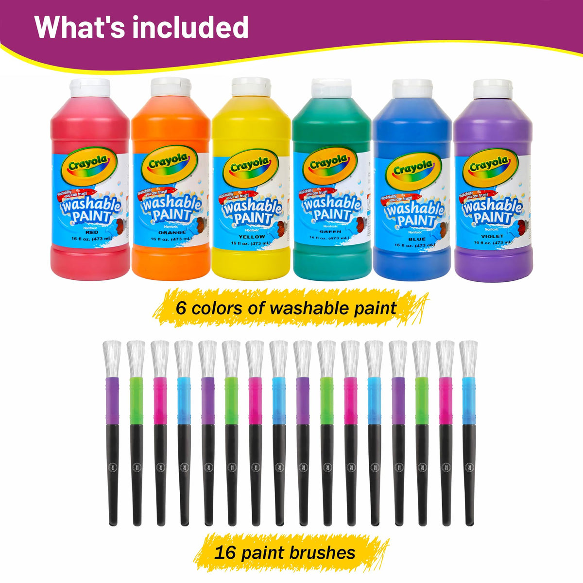 The Mega Deals 16 oz paint bottles ready for classroom projects