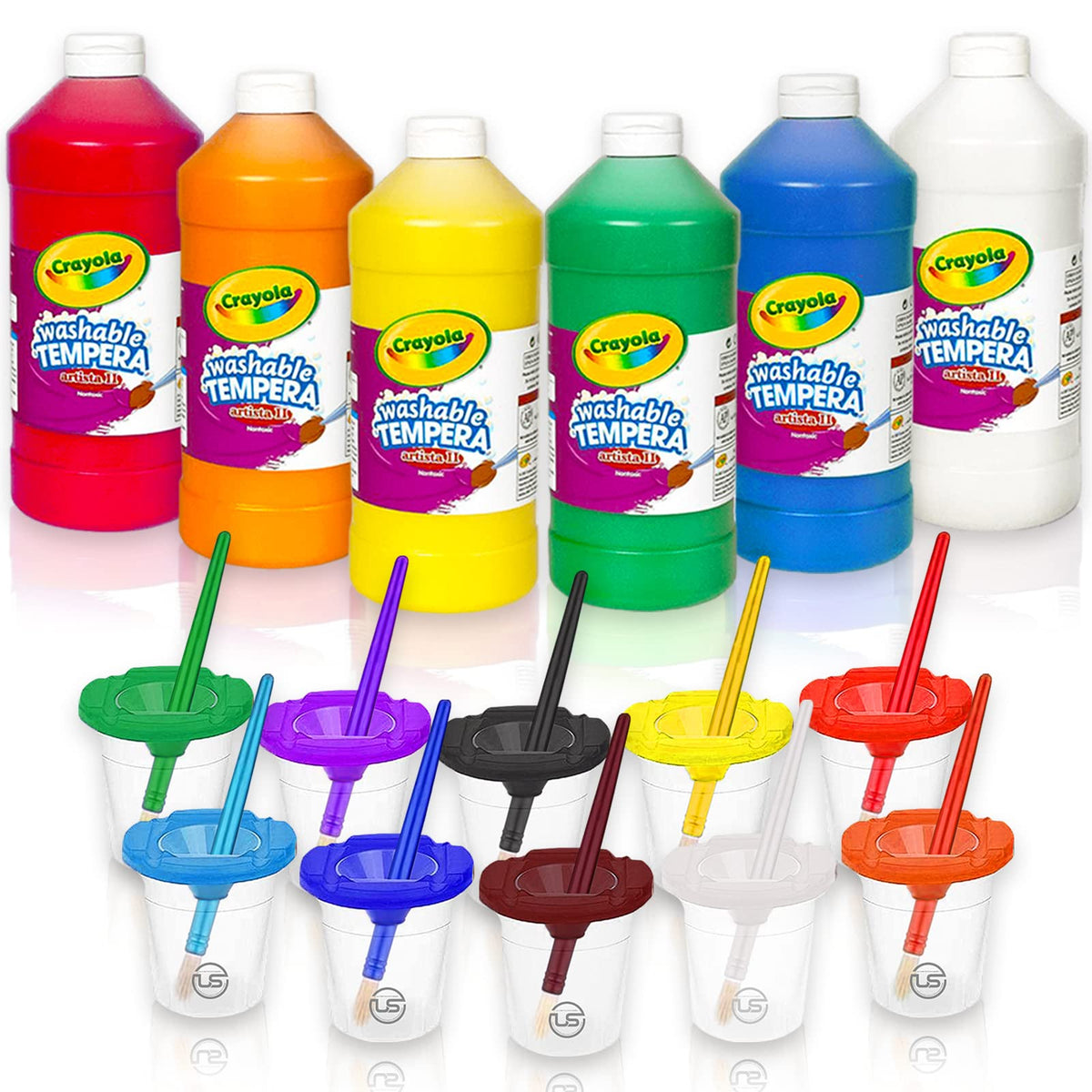 The Mega Deals kids paint set 16oz bottles for vibrant, washable art at home