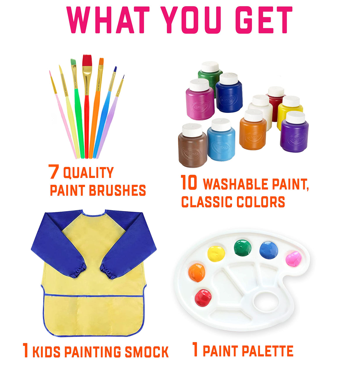 The Mega Deals Kids Painting Set brushes collection enables varied strokes for art.