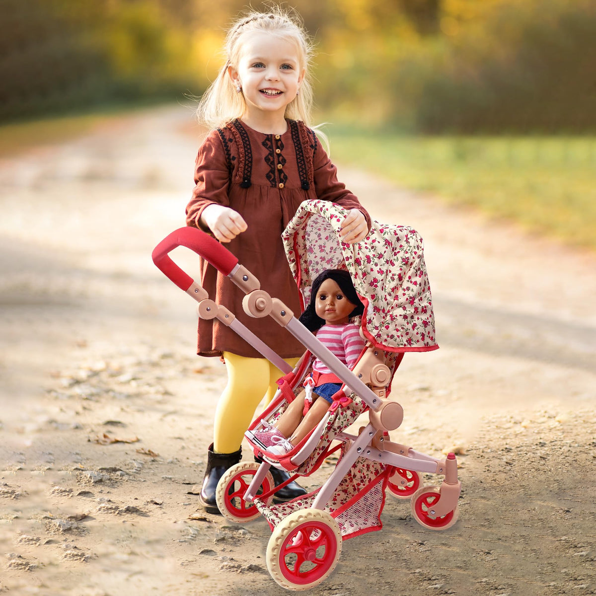 The New York Doll Collection 25-inch adjustable handle makes push time comfortable