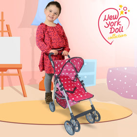 New York Doll Collection 28-inch stroller folds easily for travel and park adventures.