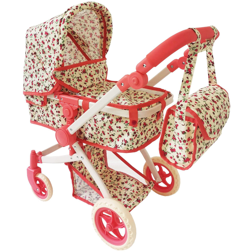 The New York Doll Collection convertible stroller bassinet mode for dolls, ideal for naptime and cuddles