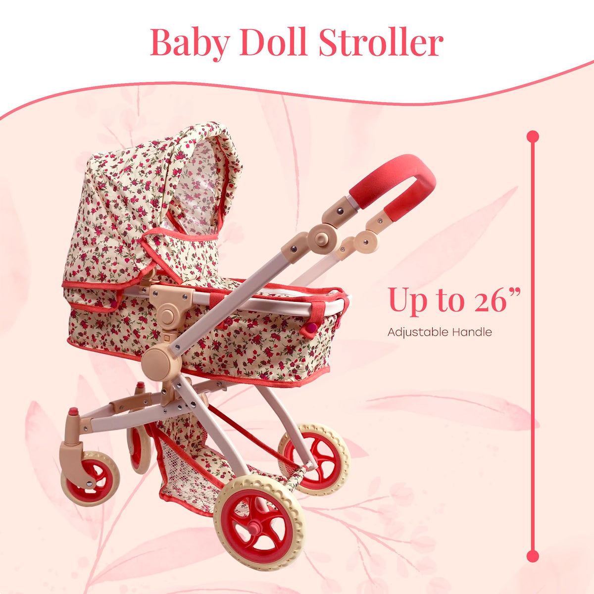 The New York Doll Collection coral floral fabric adds a stylish touch to doll adventures