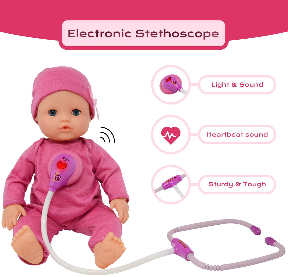 The New York Doll Collection doctor accessories thermometer supports kid-friendly learning.