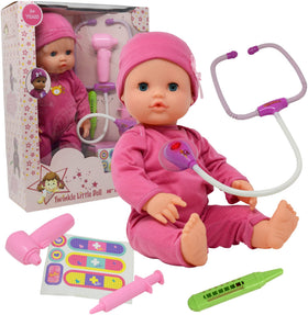 The New York Doll Collection doctor kit with heartbeat stethoscope in pretend checkups.