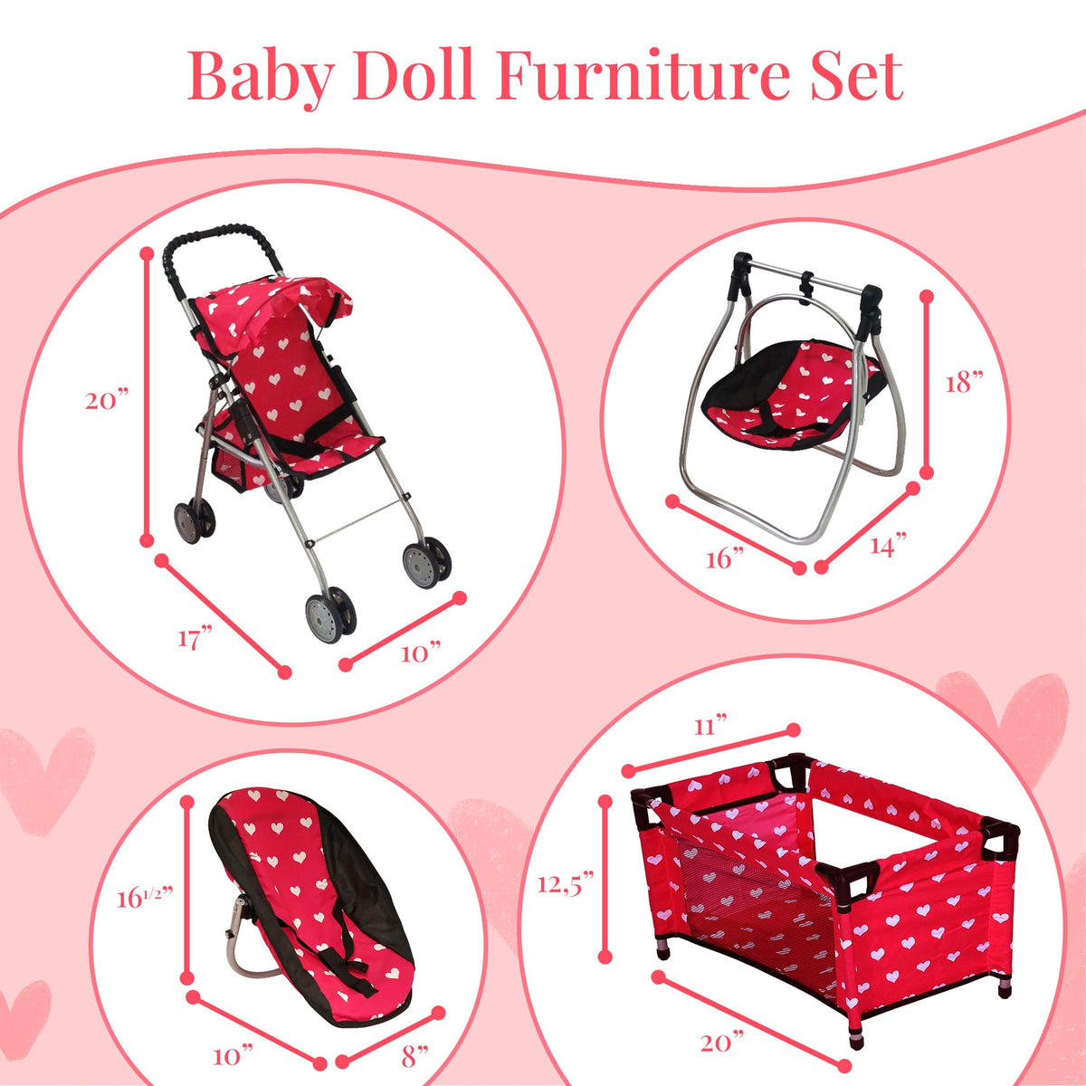 The New York Doll Collection doll crib playset, sturdy furniture for pretend sleepovers