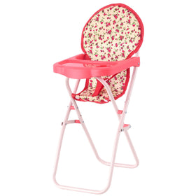 The New York Doll Collection foldable doll high chair with tray, ideal for snack time