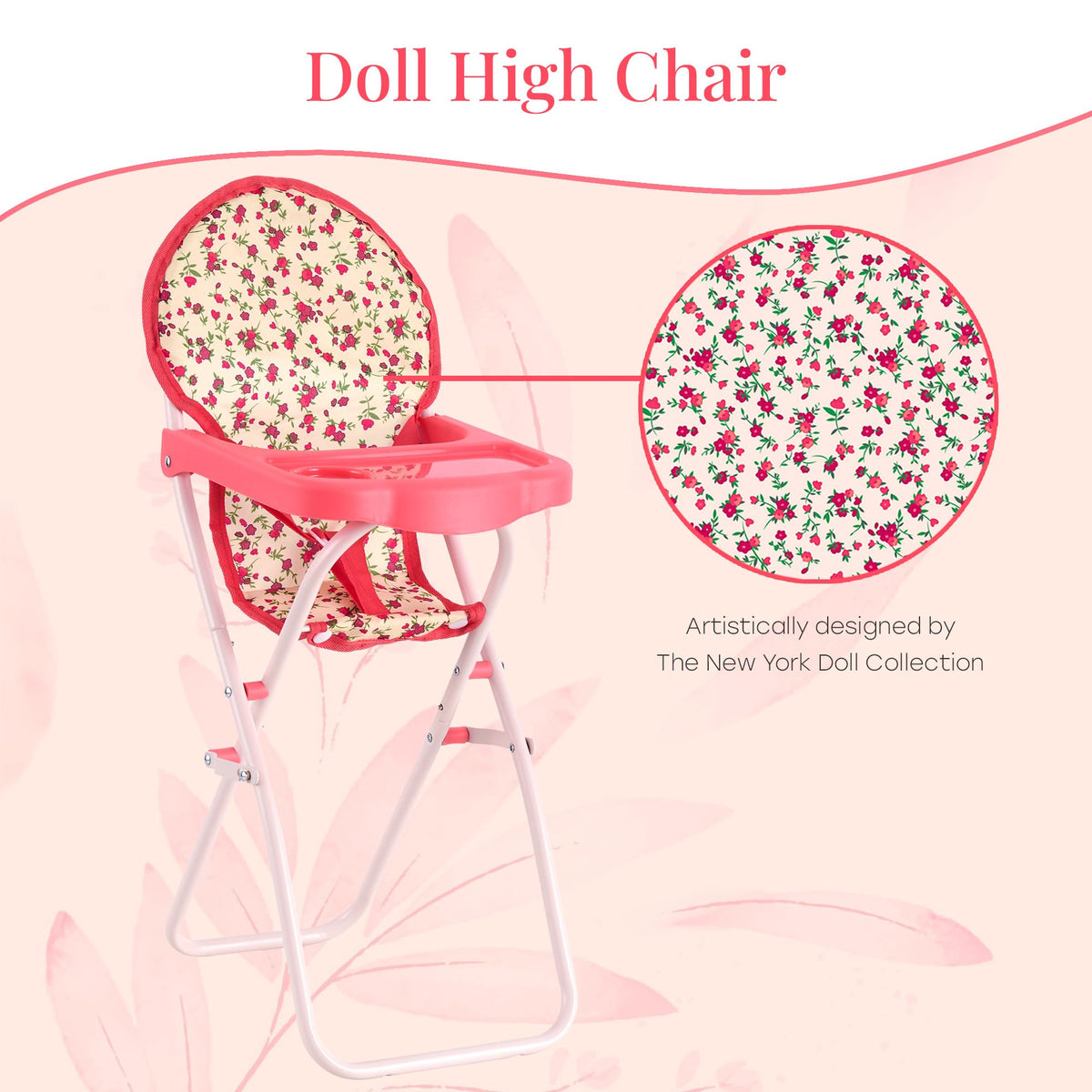 The New York Doll Collection compact high chair for easy storage and transport