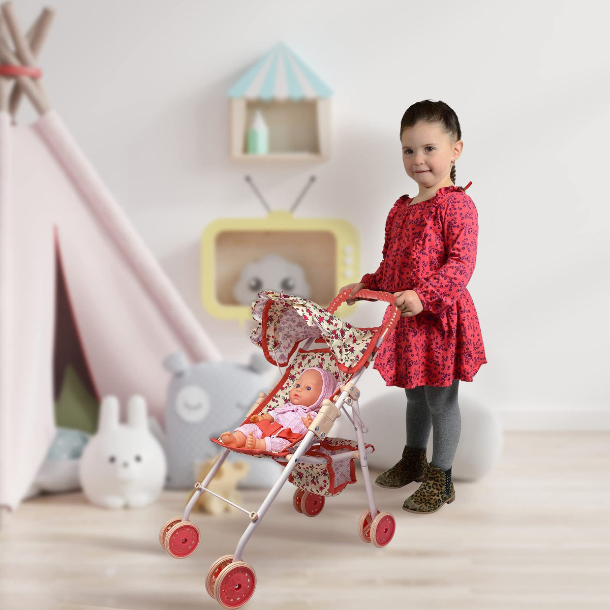 The New York Doll Collection compact fold simplifies storage after play.