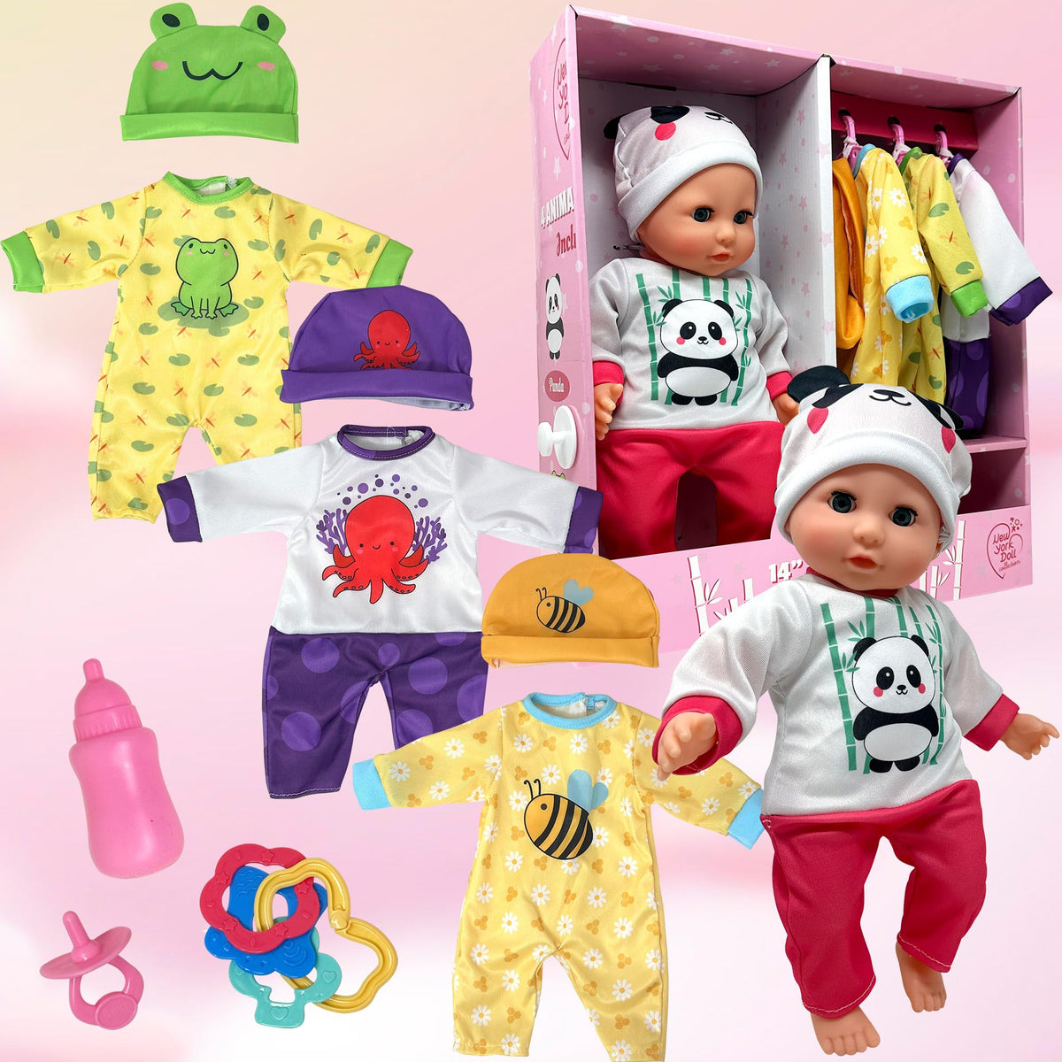 The New York Doll Collection yellow honeybee outfit encourages sunny play themes