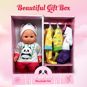 The New York Doll Collection panda-shaped mirror for outfit modeling