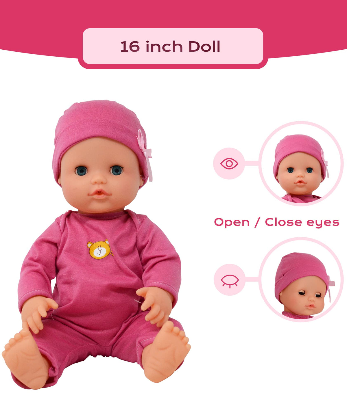 The New York Doll Collection pink doll doctor kit encourages nurturing play.