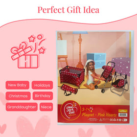 The New York Doll Collection portable doll stroller, easy to carry on trips and sleepovers
