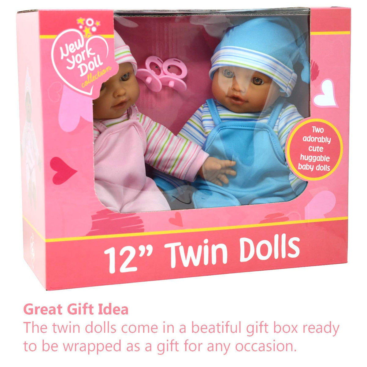 The New York Doll Collection washable outfits and hat simplify cleanup after dress-up.