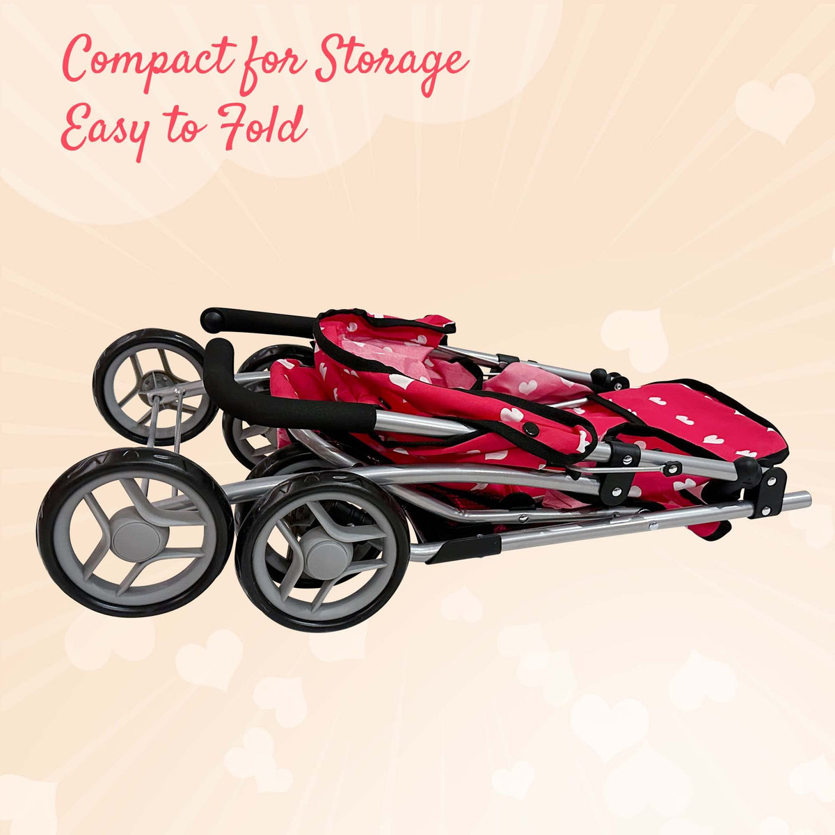 Swivel wheels enable smooth steering for toddlers learning push-and-go play.